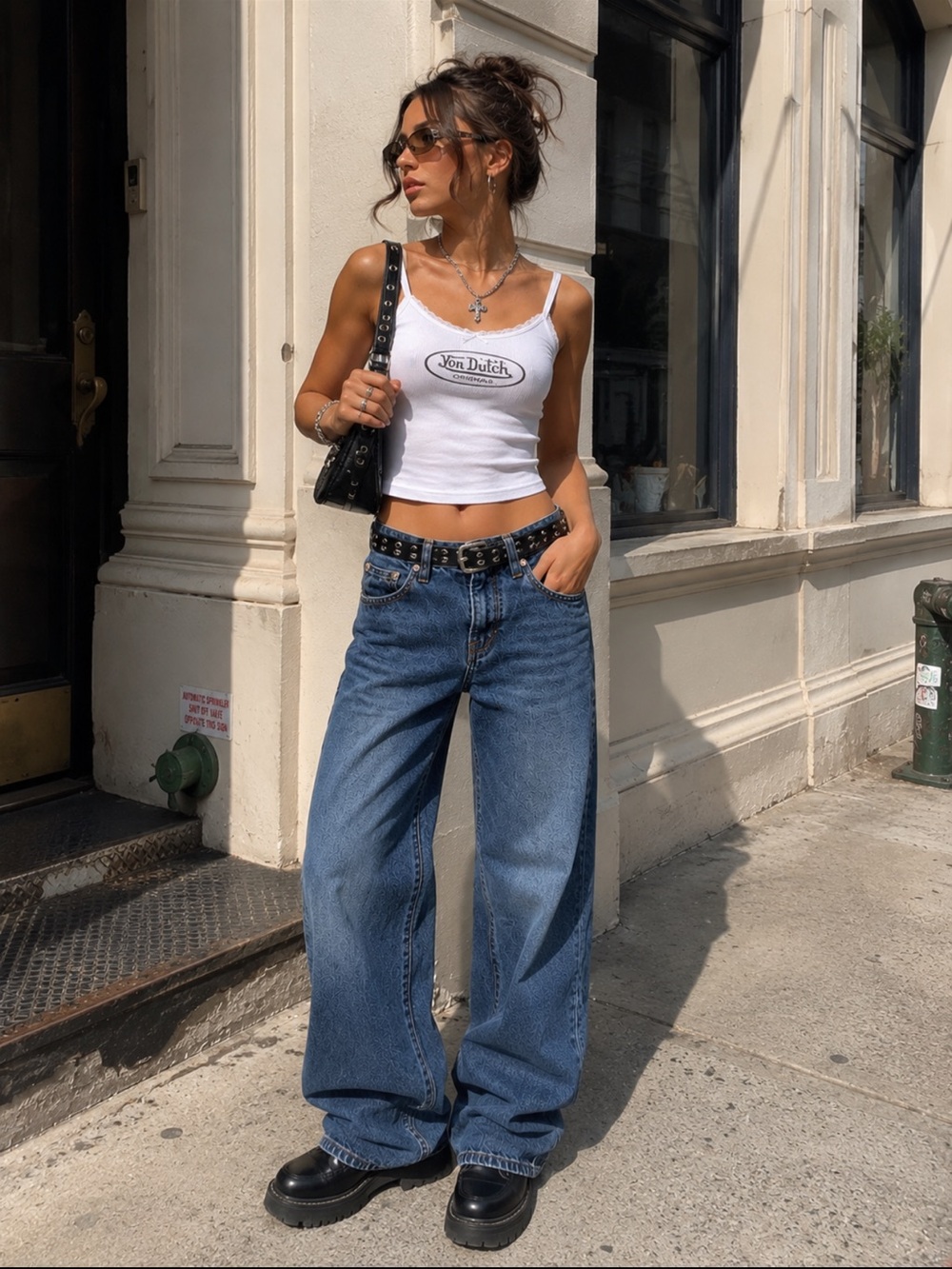 Edikted Low Rise Wide Leg Baggy Jeans XS Y2K Skater Denim